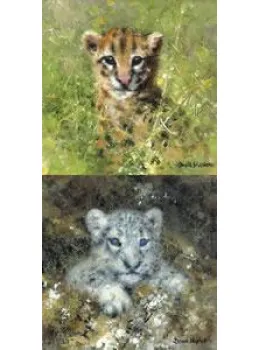 Ocelot & Snow Leopard Cubs - Mini Collection - Mounted