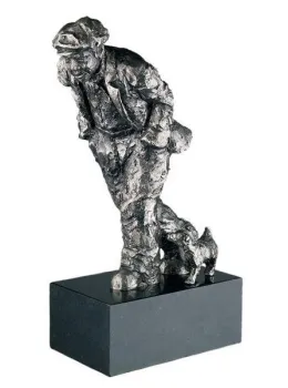 One Man & His Dog (Stainless Steel) - Sculpture