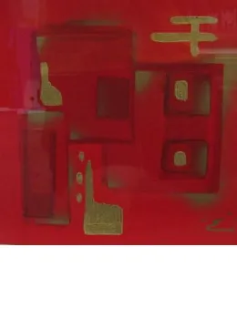 Red & Gold Abstract - Framed