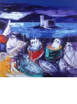 Wet Evening Kismul Castle, Isle of Barra - Mounted