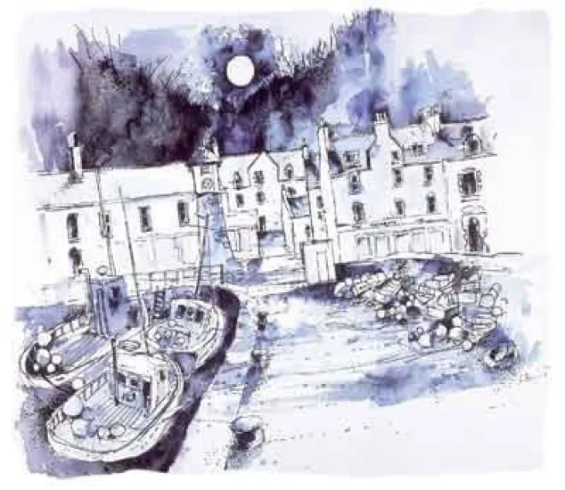 Moon At Tobermoray (Pen & Ink) - Mounted