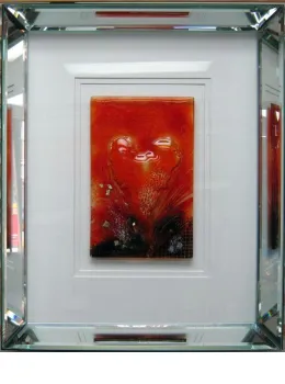 Orange Heart (Fused Glass) - Framed