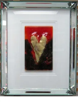 Golden Heart (Fused Glass) - Framed