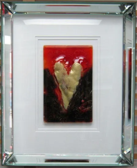 Golden Heart (Fused Glass) - Framed