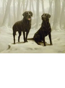 Winter Friends II - Black Labs - Print only