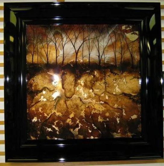 Brown Abstract Tree - Square - Original - Black Framed Brown Abstract Tree - Square - Original - Black Framed