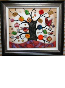 Tree Of Tranquility, Square (Purple Base) - Original - Framed