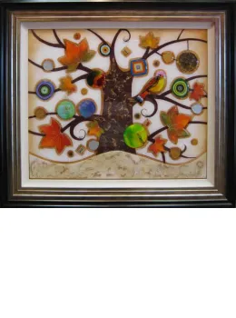 Tree Of Tranquility, Square II (Cream Base) - Original - Framed