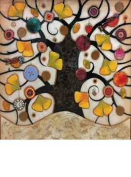 Tree Of Tranquility, Square III (Cream Base) - Original - Framed