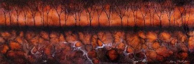 Autumn, Dark Abstract Trees - Landscape - Original - Framed Autumn, Dark Abstract Trees - Landscape - Original - Framed