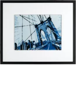 View Of Brooklyn Bridge - Blue - Framed