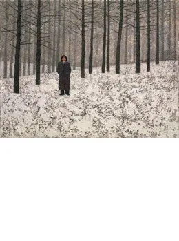 Man Watching Crows - Mounted