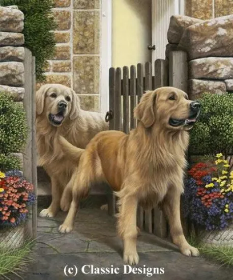 Reception Committee (Golden Retrievers)