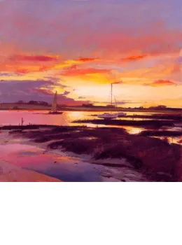 The Golden Glow Of The Setting Sun Lights Up The Spacious Firmament - Mounted