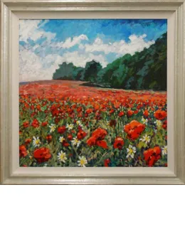 The Corner Of The Poppyfield - Framed